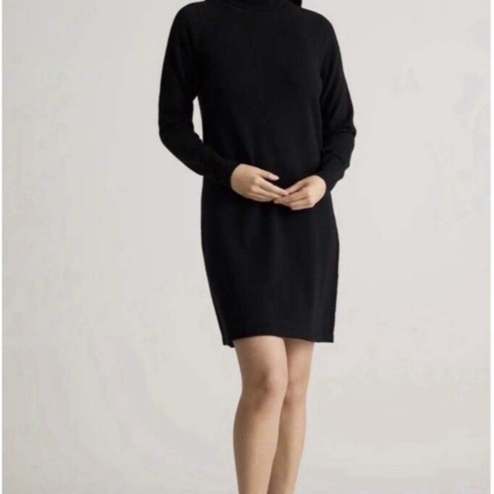 🖤 Quince Cashmere Black Turtleneck Sweater Dress (Size Small) 🖤